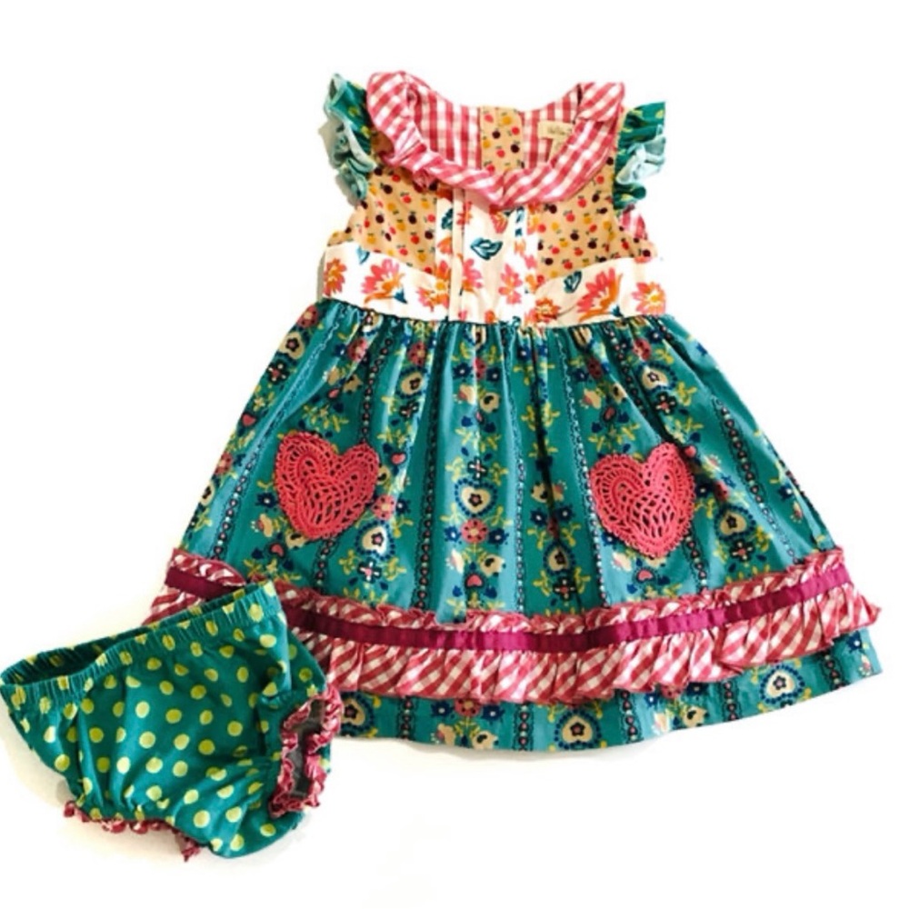 Matilda Jane True Love Dress with flare out skirt and bloomers. NWOT